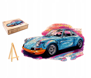 VEĽKÉ DREVENÉ PUZZLE 260 KUSOV ŠPORTOVÉ AUTO V DREVENEJ KRABICE